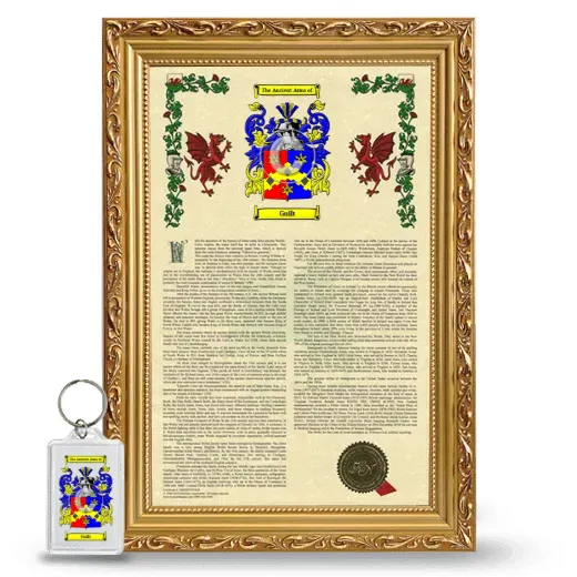Guilt Framed Armorial History and Keychain - Gold