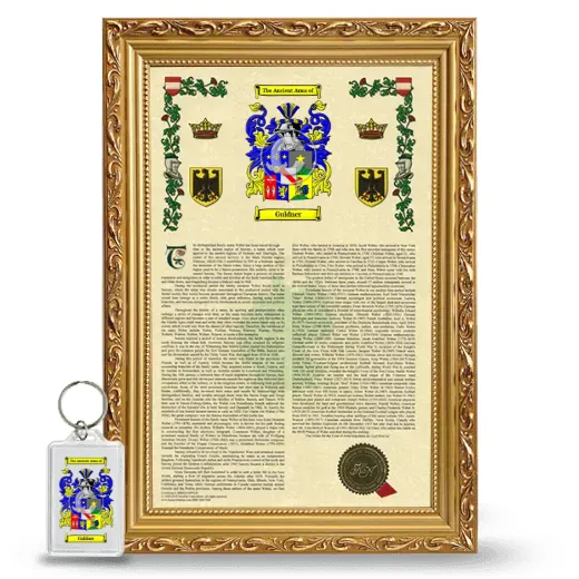 Guldner Framed Armorial History and Keychain - Gold