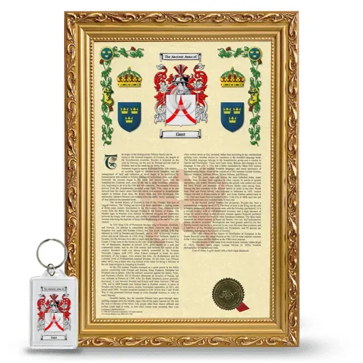 Gust Framed Armorial History and Keychain - Gold