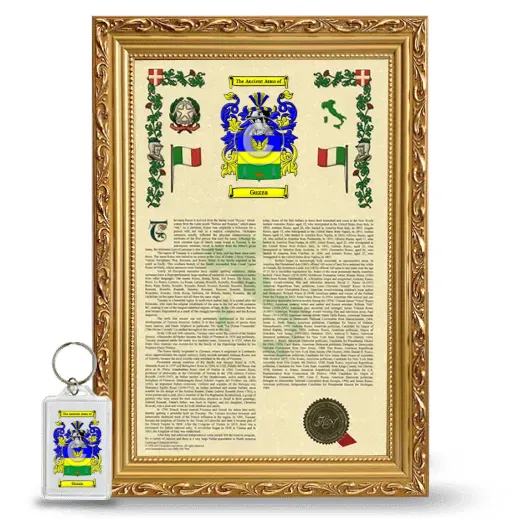 Guzza Framed Armorial History and Keychain - Gold