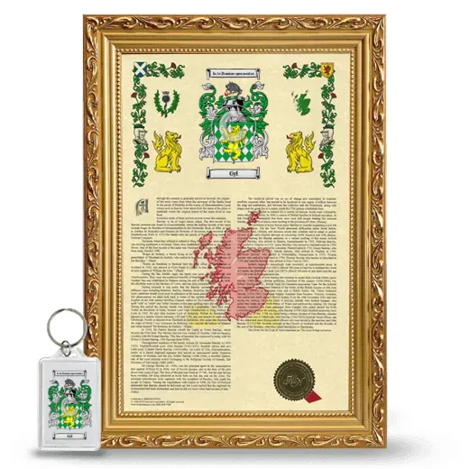 Gyl Framed Armorial History and Keychain - Gold