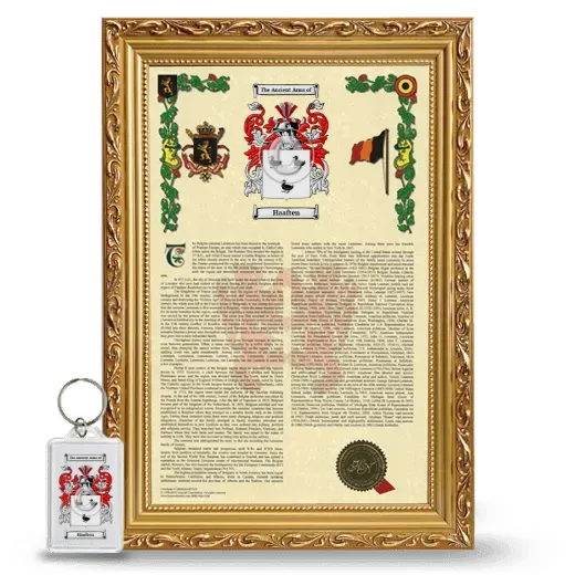 Haaften Framed Armorial History and Keychain - Gold