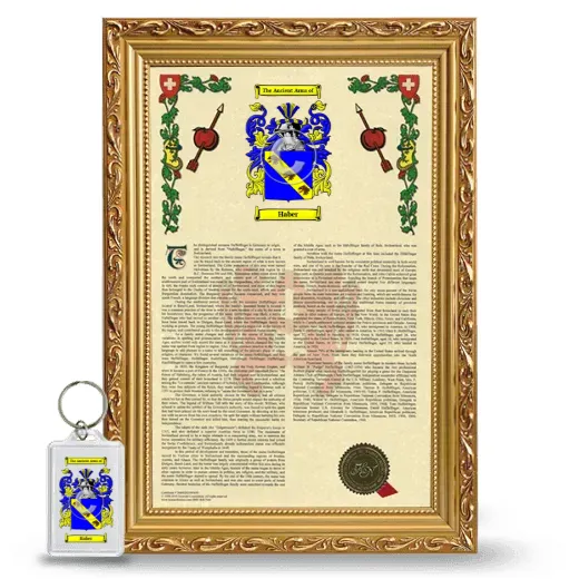 Haber Framed Armorial History and Keychain - Gold
