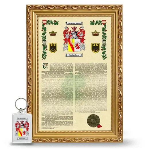 Hachenburg Framed Armorial History and Keychain - Gold