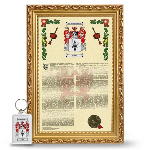 Hadin Framed Armorial History and Keychain - Gold