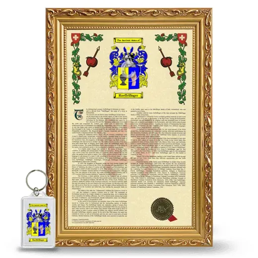 Haeffelfinger Framed Armorial History and Keychain - Gold