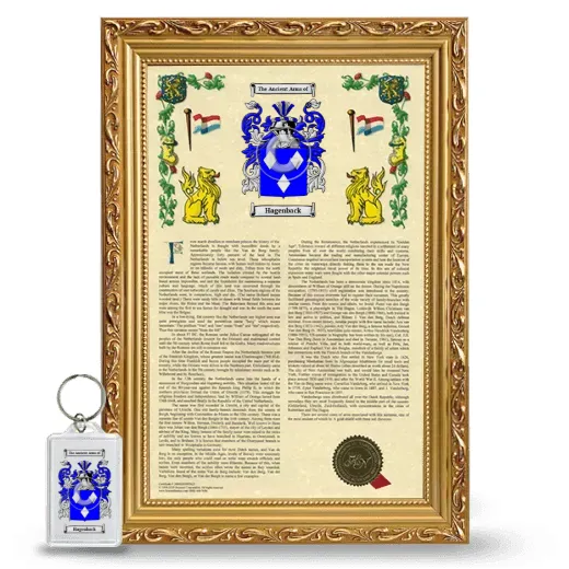 Hagenback Framed Armorial History and Keychain - Gold