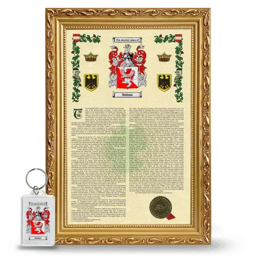 Hainan Framed Armorial History and Keychain - Gold