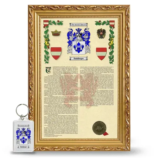 Hainberger Framed Armorial History and Keychain - Gold