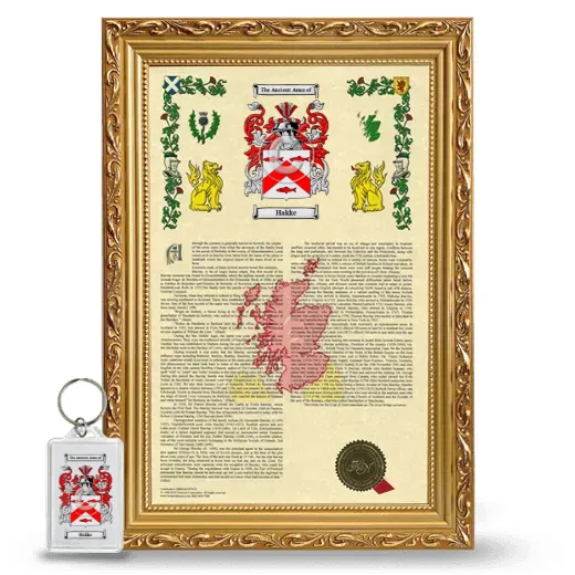 Hakke Framed Armorial History and Keychain - Gold