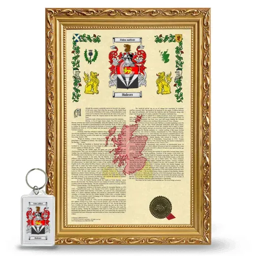 Halcott Framed Armorial History and Keychain - Gold