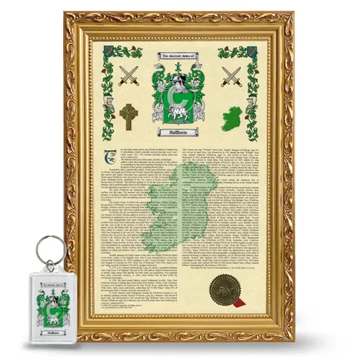 Hallinen Framed Armorial History and Keychain - Gold