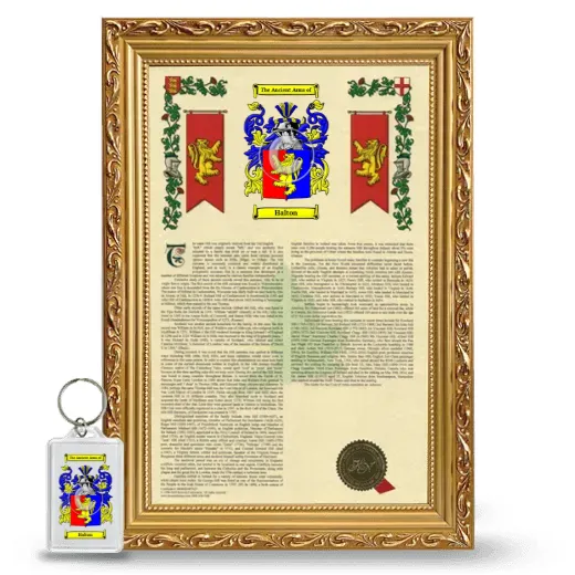 Halton Framed Armorial History and Keychain - Gold