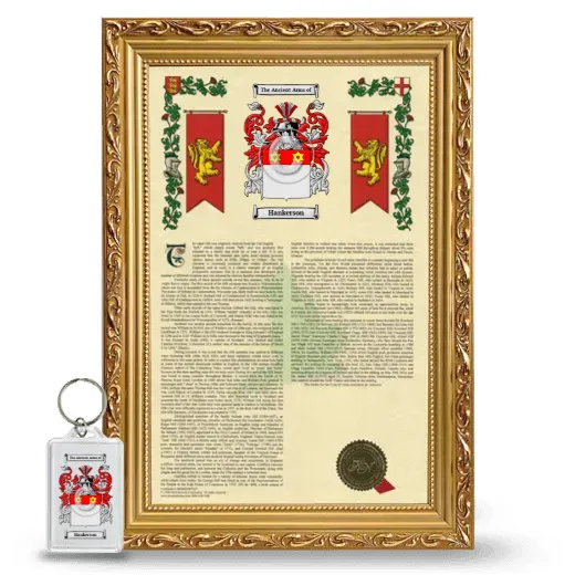 Hankerson Framed Armorial History and Keychain - Gold