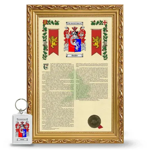 Hankie Framed Armorial History and Keychain - Gold