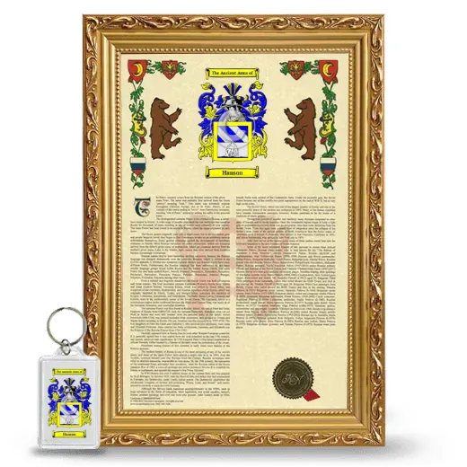 Hanson Framed Armorial History and Keychain - Gold