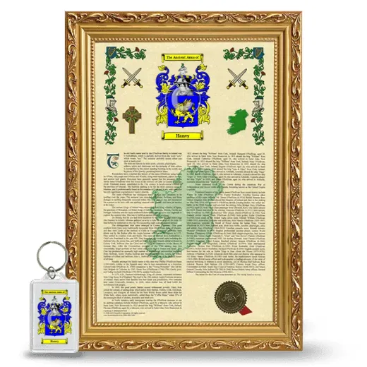 Hanvy Framed Armorial History and Keychain - Gold