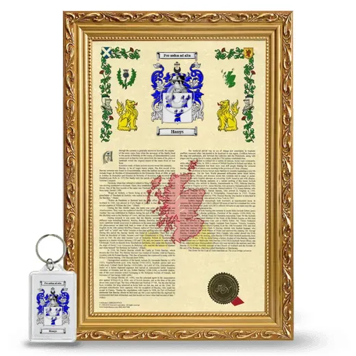 Hanys Framed Armorial History and Keychain - Gold