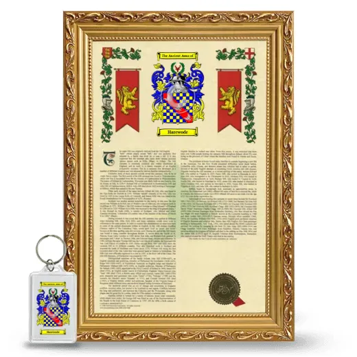 Harewode Framed Armorial History and Keychain - Gold