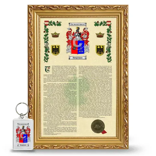 Hauptman Framed Armorial History and Keychain - Gold