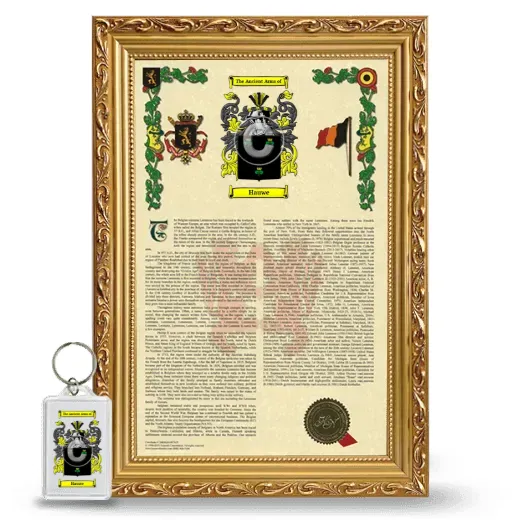 Hauwe Framed Armorial History and Keychain - Gold