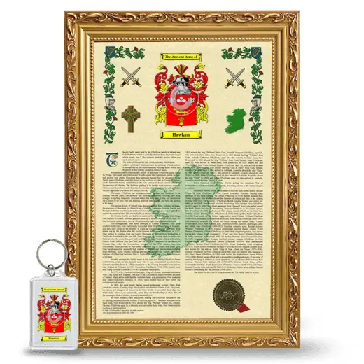 Hawkan Framed Armorial History and Keychain - Gold