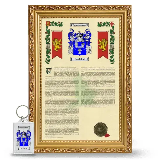 Heathfield Framed Armorial History and Keychain - Gold