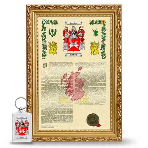 Hebborn Framed Armorial History and Keychain - Gold