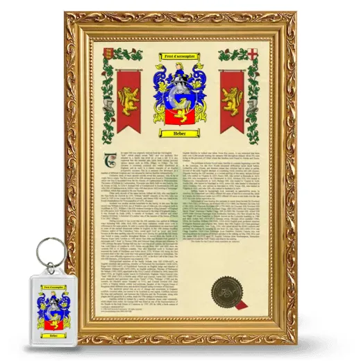 Heber Framed Armorial History and Keychain - Gold