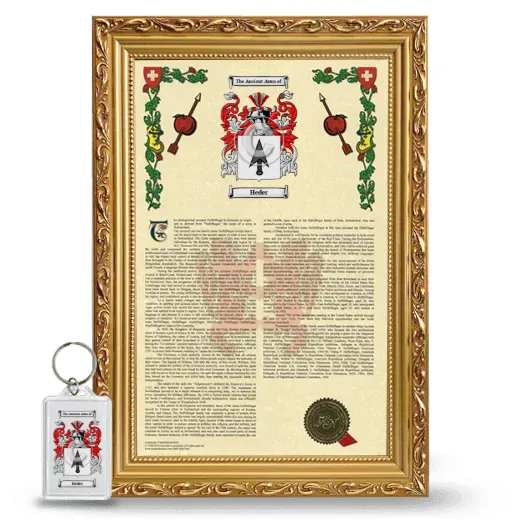 Heder Framed Armorial History and Keychain - Gold