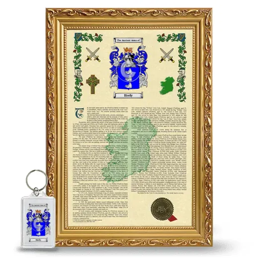 Heely Framed Armorial History and Keychain - Gold