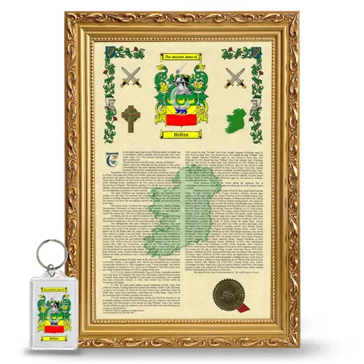 Hefern Framed Armorial History and Keychain - Gold