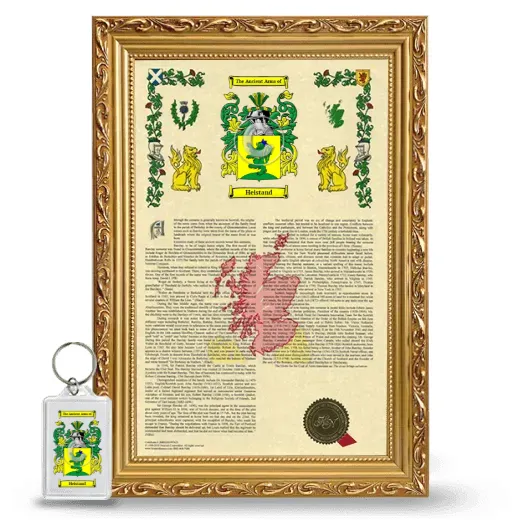 Heistand Framed Armorial History and Keychain - Gold