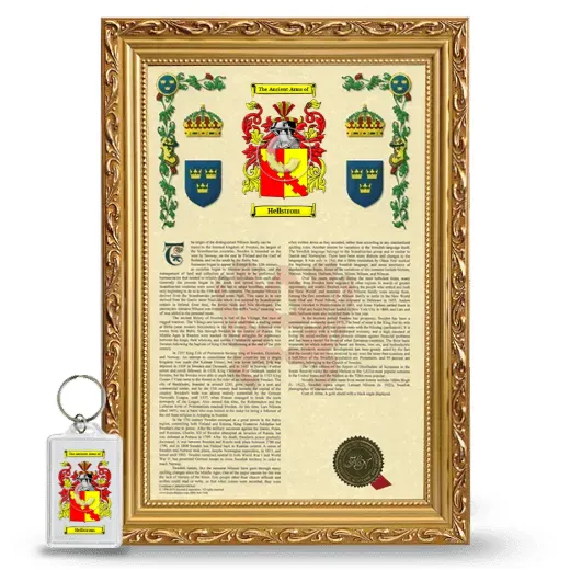 Hellstrom Framed Armorial History and Keychain - Gold