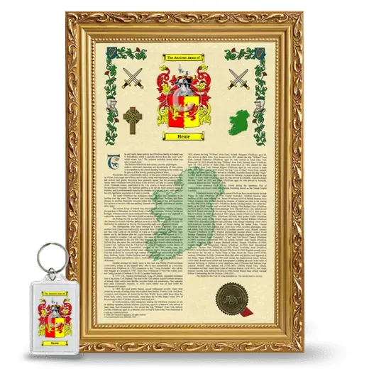 Henie Framed Armorial History and Keychain - Gold