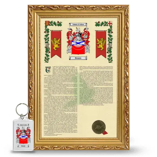 Hennis Framed Armorial History and Keychain - Gold