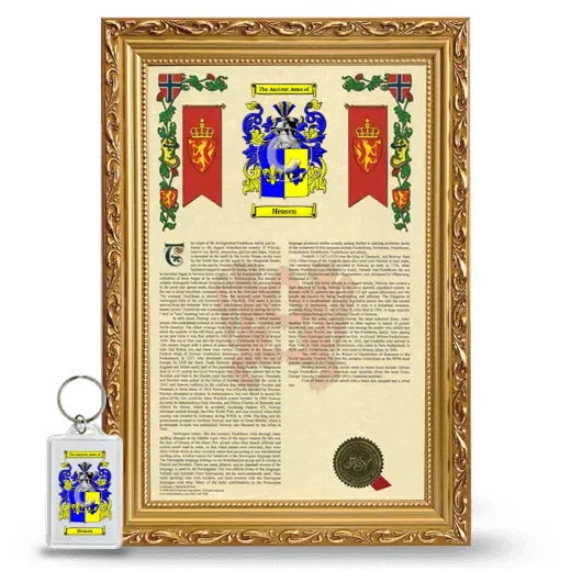 Hensen Framed Armorial History and Keychain - Gold