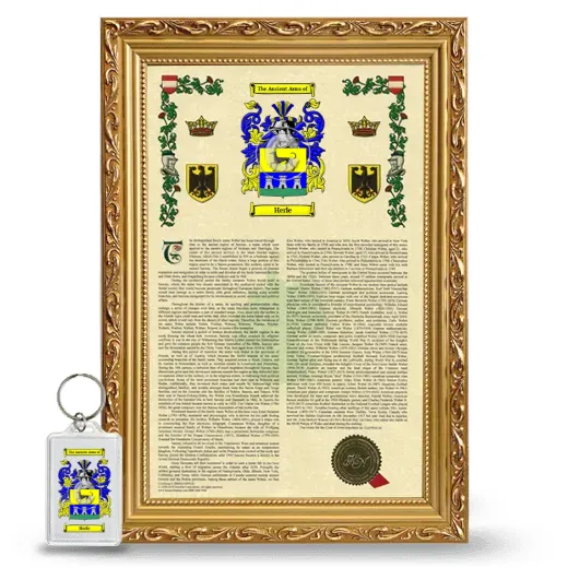 Herle Framed Armorial History and Keychain - Gold