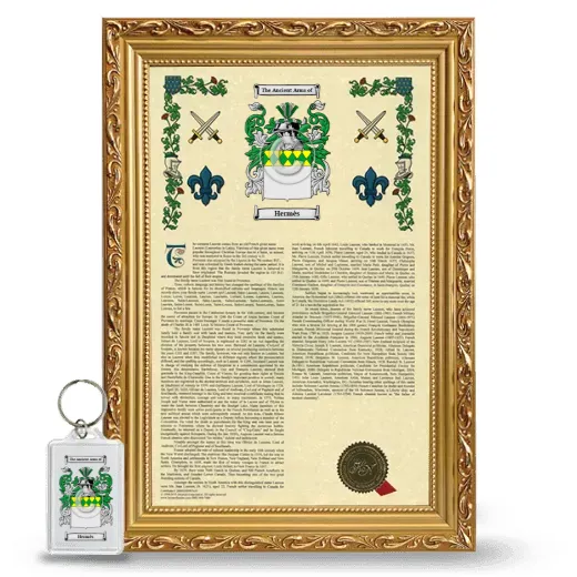 Hermès Framed Armorial History and Keychain - Gold