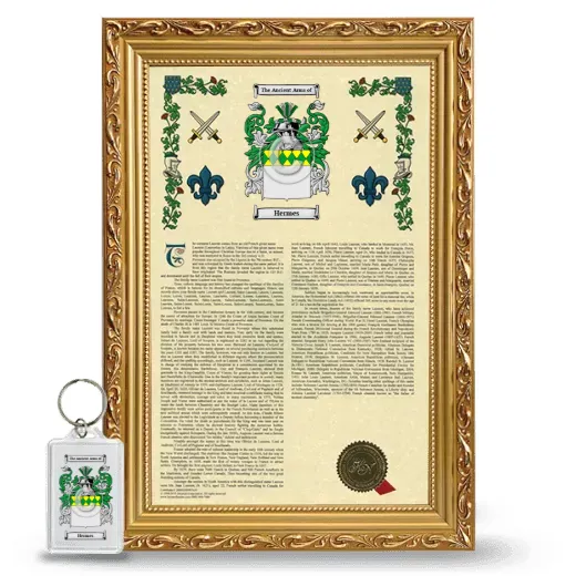 Hermes Framed Armorial History and Keychain - Gold