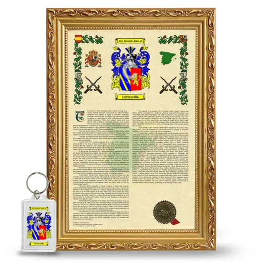 Hermosillo Framed Armorial History and Keychain - Gold