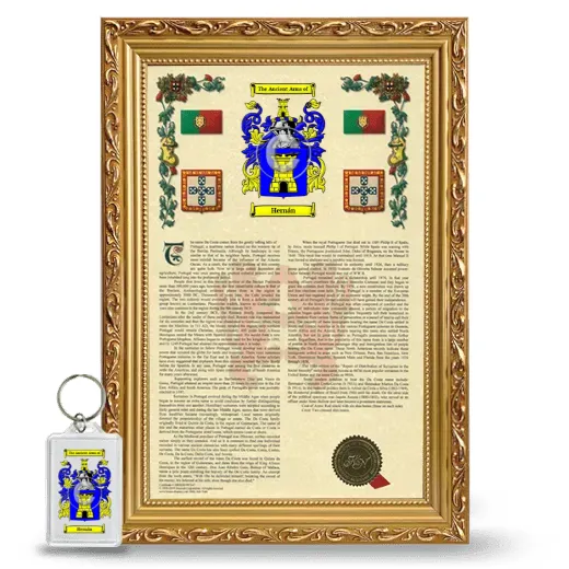 Hernán Framed Armorial History and Keychain - Gold