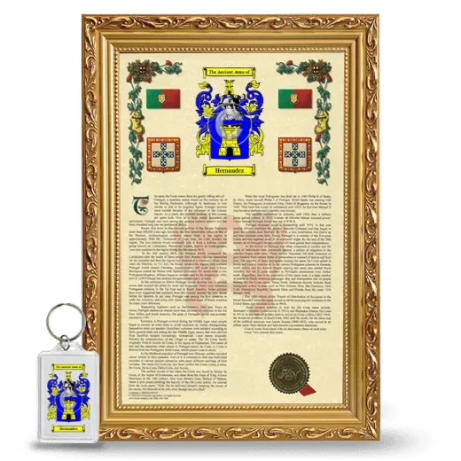 Hernandez Framed Armorial History and Keychain - Gold