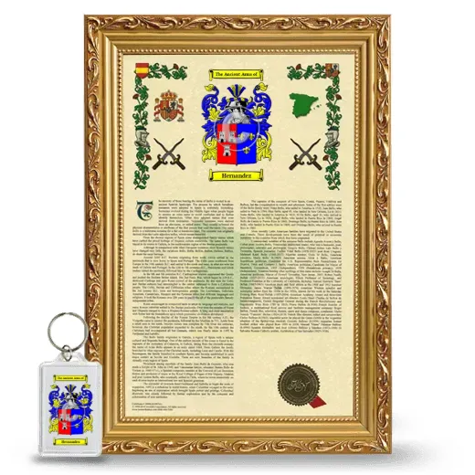 Hernandez Framed Armorial History and Keychain - Gold