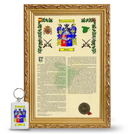 Herraiz Framed Armorial History and Keychain - Gold