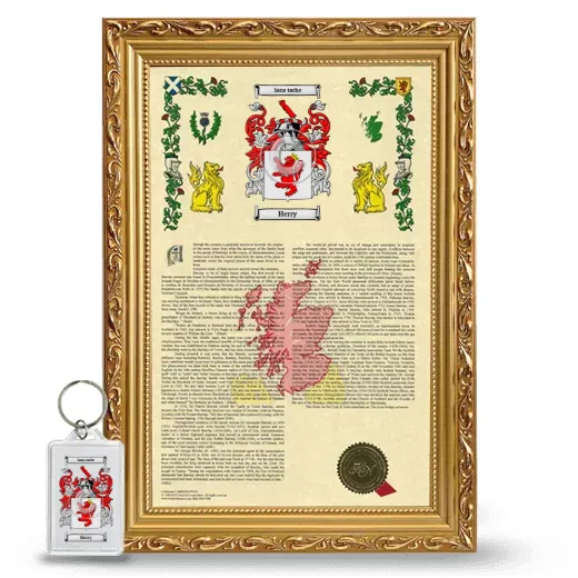 Herry Framed Armorial History and Keychain - Gold