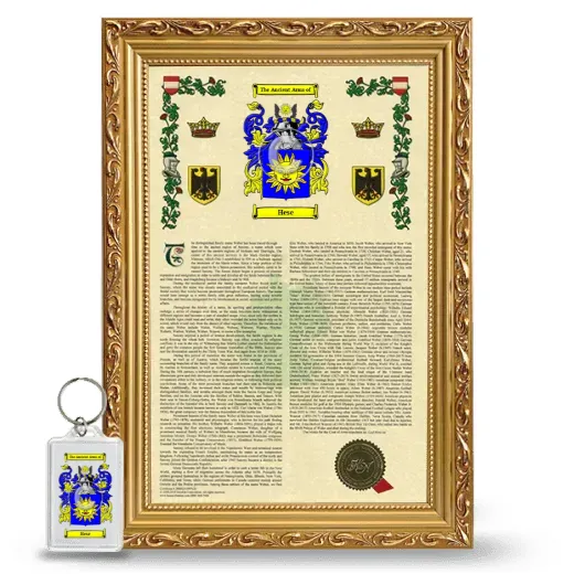 Hese Framed Armorial History and Keychain - Gold