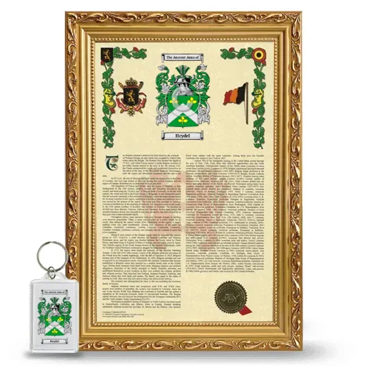 Heydel Framed Armorial History and Keychain - Gold