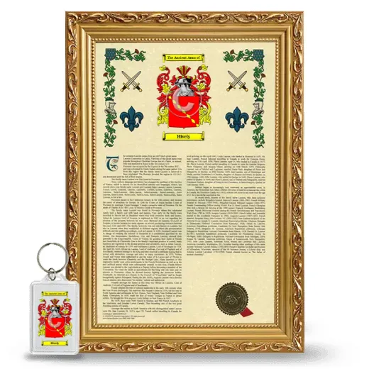 Hively Framed Armorial History and Keychain - Gold