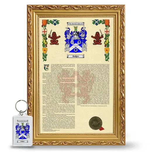Hodges Framed Armorial History and Keychain - Gold